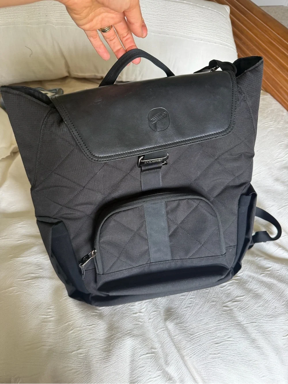Paperclip Willow Black Quilted Diaper Bag Backpack Changing Station